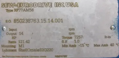 NEW SEW EURODRIVE RF77AM56 GEAR REDUCER 121.42:1