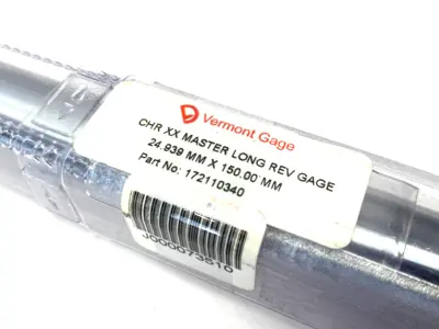 NEW VERMONT GAGE CHR XX REVERSIBLE LONG MASTER GAGE 24.939MM X 150.00MM