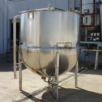 SPC6894  Kettle 1000 gallon Lee hemispherical bottom kettle, Stainless Steel