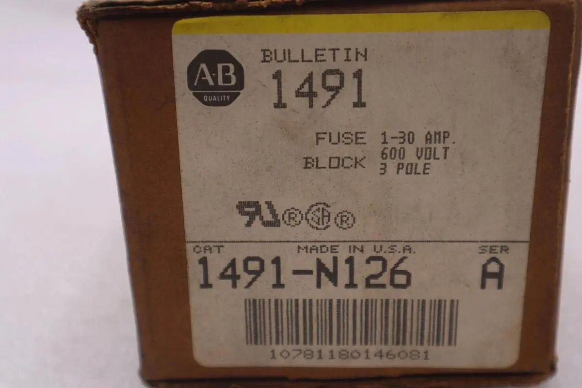 NOB Allen Bradley 1491-N126 SER A Fuse Block 1-30 Amp 600V 3 Pole AB STK K-3075