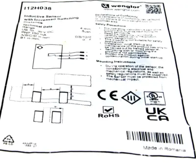 NEW WENGLOR I12H038 INDUCTIVE SENSOR
