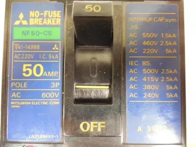 Mitsubishi NF50-CS No-Fuse Circuit Breaker 50 Amps 600VAC Used