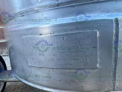 USED ALLOY PRODUCTS 120 LITER STAINLESS STEEL PRESSURE VESSEL 95 PSI