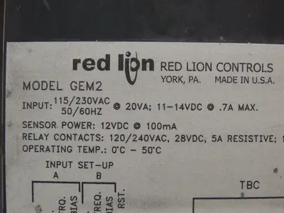 Red Lion Controls GEM2 6 Digit Presettable Digital Counter 115/230VAC 11-14VDC