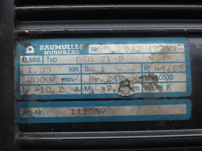 Baumuller DSG 71-B Servo Motor 1.35kW 2000 RPM 24V Brake