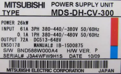NEW MITSUBISHI MDS-DH-CV-300 POWER SUPPLY MDSDHCV300