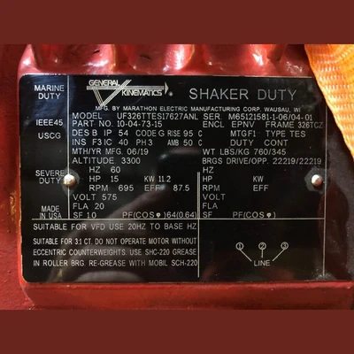 USED GENERAL KINEMATICS (MARATHON ELECTRIC) UF326TTES17627ANL