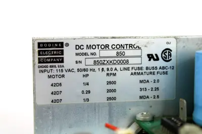 USED BODINE ELECTRIC COMPANY 850