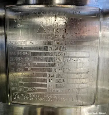Used Precision Stainless Jacketed Tank – National Board Certified
