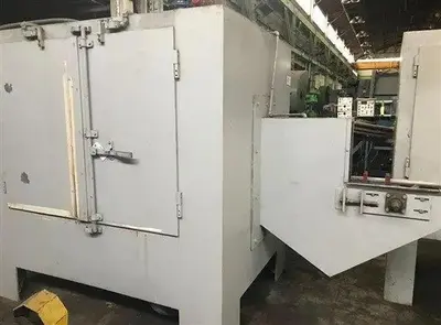 USED DELONG/INNOVATIVE SYSTEMS THRU-FEED DEBUR/BLAST SYSTEM