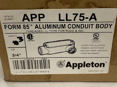 New | in-Stock APPLETON ELECTRIC LL75-A Miscellaneous Equipment (Electrical & Power) | Surplus Asset Holdings #1201953