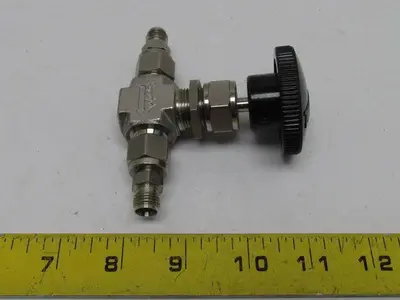 Stainless Steel Integral Bonnet Needle Valve 2-Way St Shutoff 3/8" Tube Fitting