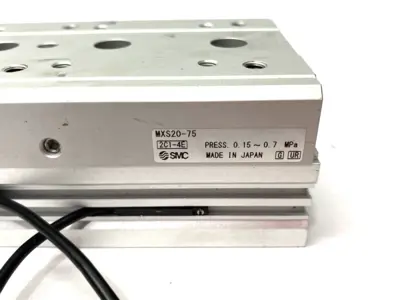 USED SMC GUIDED SLIDE TABLE CYLINDER 75MM STROKE ADJUSTABLE W/ AUTO SWITCH