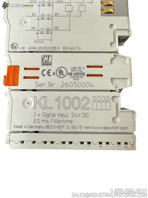 Used BECKHOFF DIGITAL INPUT MODULE KL1002, 24VD PLC Input & Output Kentucky US | Industrial Parts R Us Inc. #1512122