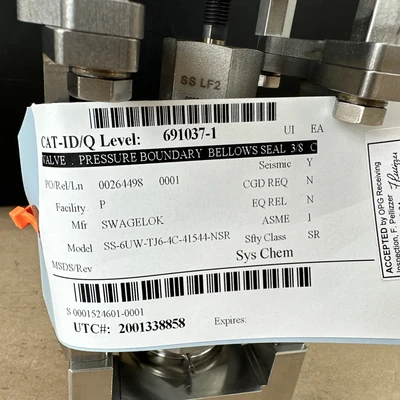 New | in-Stock Swagelok SS-6UW-TJ6-4C-41544-NSR Valves/Fittings Indiana US | J&J Industrial Supply #1277320