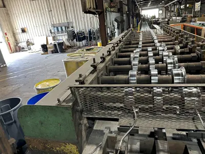 15 STAND  X 3" ARBOR  X 50" PEARSON LOC SEAM ROLL FORMING PANEL MILL. STOCK # 0663325