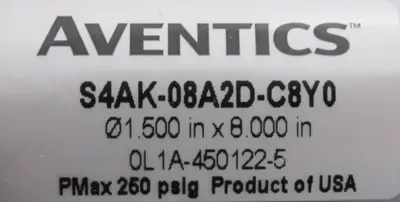 NEW AVENTICS S4AK-08A2D-C8Y0 CYLINDER 1.5 x 8 S4AK08A2DC8Y0
