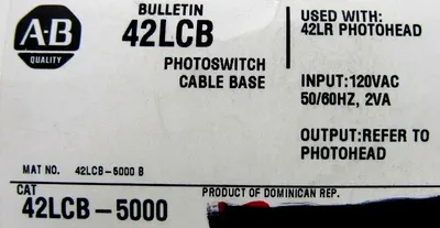 NEW ALLEN BRADLEY 42LCB-5000 PHOTOSWITCH CABLE BASE 42LCB5000 SER B