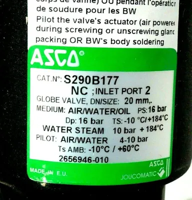 NEW ASCO S290B177 PRESSURE OPERATED VALVE