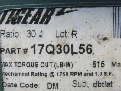 Dodge 1/3 HP 17Q30L56 30:1 Ratio 58RPM LH Output 208-230/460V Gear Motor Reducer