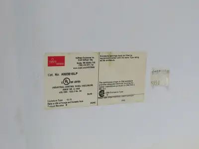 Hoffman A603616LP Electrical Enclosure Control Panel 60x36x16" NEMA 12 JIC