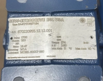USED SEW-EURODRIVE SA47/TDRS71S4