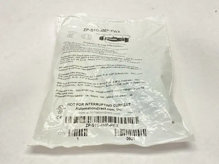 New | in-Stock AUTOMATIONDIRECT ZIPPORT 4-PIN MALE FIELD-WIREABLE CONNECTOR Connector Accessories | Maverick Industrial Sales #1100873