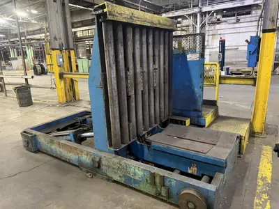 20,000 LBS X 54" X 36" BRANER HYDRAULIC COIL CAR UPENDER WITH POWER FEED CONVEYOR: YOBRO #25238