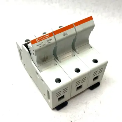 USED BUSSMANN FUSE HOLDER 3-POLE W/ BUSSMANN LPJ-30SP LOW-PEAK FUSES