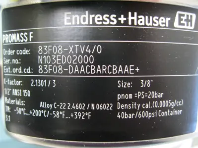 NEW Endress+Hauser 83F08-DAACBARCBAAE