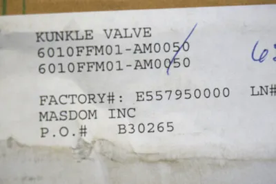 NEW KUNKLE 6010FFM01-AM0050 RELIEF VALVE 6010FFM01AM0050