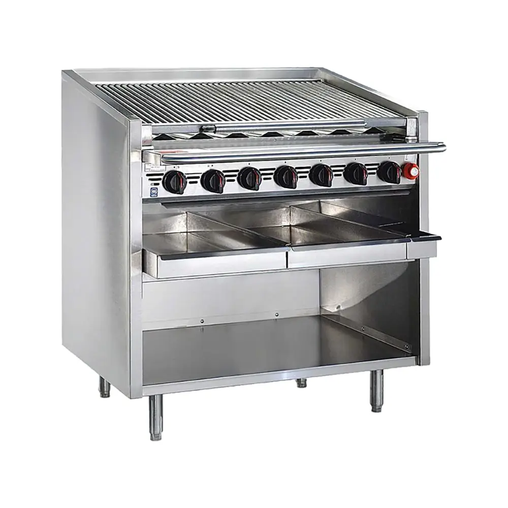 Bakers Pride F-72RS-C 72" Floor Model Gas Charbroiler W/ Coal Radiants - (16) Burners, Natural Gas