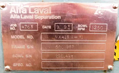 Alfa-Laval NX 418S-31G sanitary decanter centrifuge, 316SS.