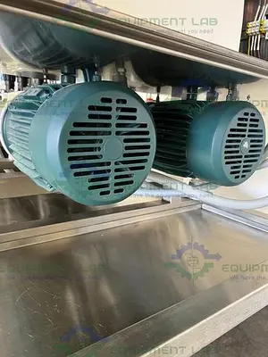 USED VARIAN CHROMATOGRAPHY CONTROL SKID W/ 2.4 HP DUAL HEAD PUMP, 2.4 HP HEAT PUMPS