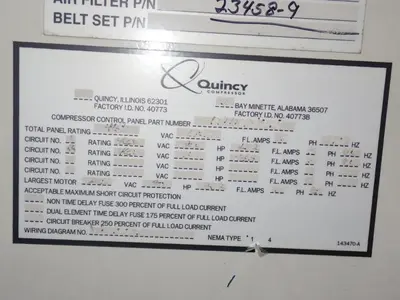 Used 2007 QUINCY COMPRESSOR QGV200 Rotary Screw & Sliding Vane Air Compressors Ohio US | HGR 24 #861420