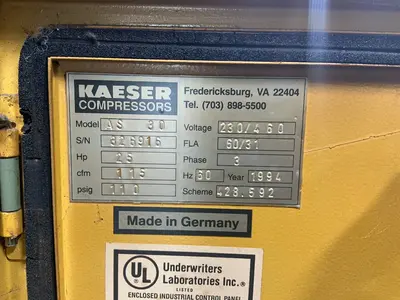 Used 1994 KAESER AS30 Rotary Screw & Sliding Vane Air Compressors Ohio US | HGR 24 #1453548