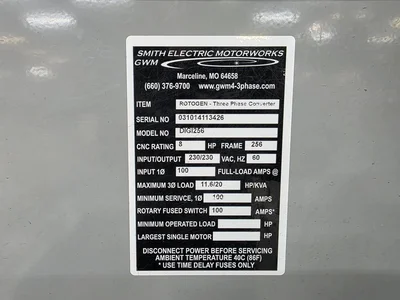 Used SMITH ELECTRIC MOTORWORKS DIGI256 Phase Converters Georgia US | The Equipment Hub #1709265