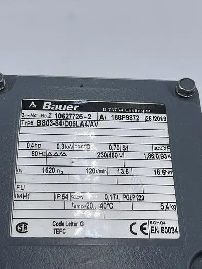 Used BAUER BAUER BS03-84/D05LA4/AV Misc Electrical & Power Parts | ND Industrial Surplus #1213404