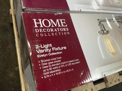 Lot of Home Decorators Collection Evelyn Vanity Light Fixtures, brushed nickel finish with clear gla...
