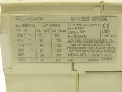 Allen Bradley 140G-H2C3-C35 Circuit Breaker 3P 30A 600V 3PH H-Frame