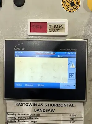 Used 2014 KASTO KASTOWIN A 5.6 Horizontal Band Saws Illinois US | Machinery Marketing International #919845