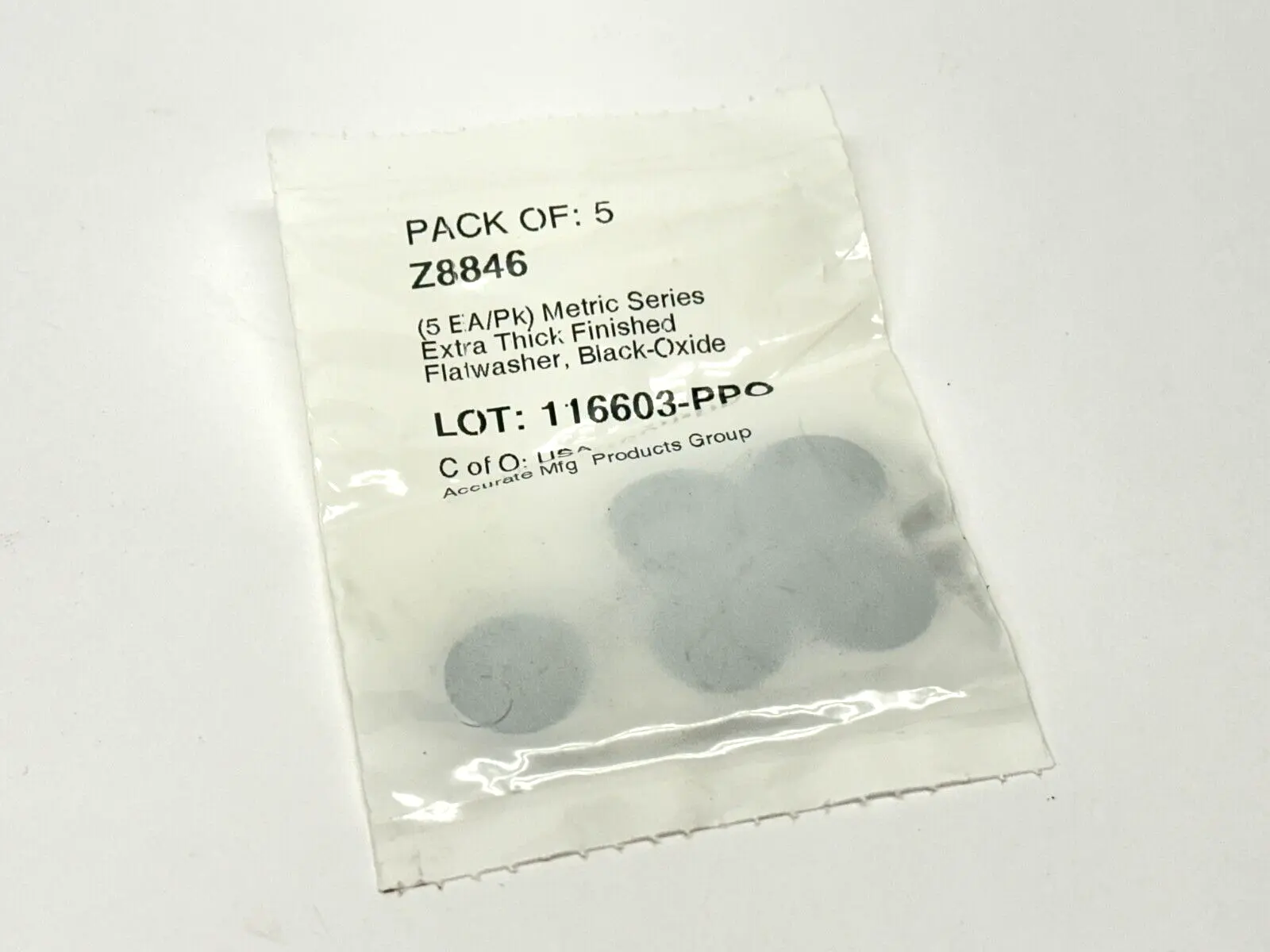 Z8846 | Accurate Mfg  Metric Series Extra Thick Finished Flatwasher PACK OF 5 - New