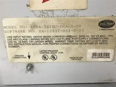 USED BARBER COLMAN 40BA-221BC-CCA-A-00