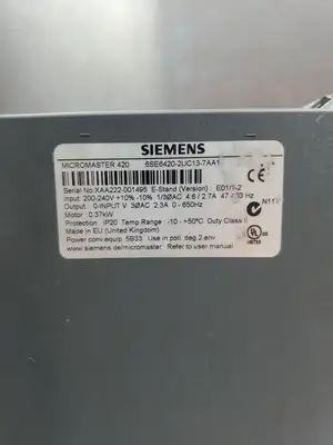 Used Siemens 6SE6420-2UC13-7AA1 MICROMASTER 420 Drive Variable Speed Drives | Palmetto Automation #1153648