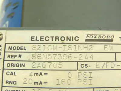 Foxboro 821GM-IS1NH2 EW Electronic Pressure Transmitter 12.5-65VDC 600PSI