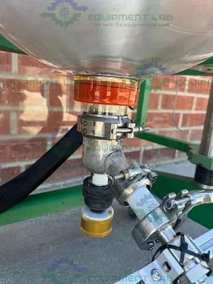 USED CHEMGLASS 100 LITER JACKETED GLASS REACTOR W/ CHEMGLASS DIGITAL OVERHEAD STIRRER