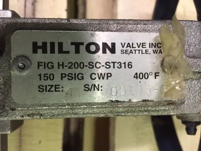 Hilton 4"-150 Knife Gate Valve Hand Wheel Operated