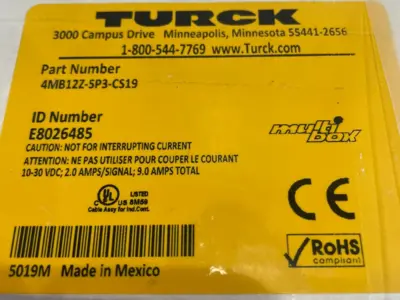 NEW TURCK 4MB12Z-5P3-CS19 JUNCTION BOX 4MB12Z5P3CS19