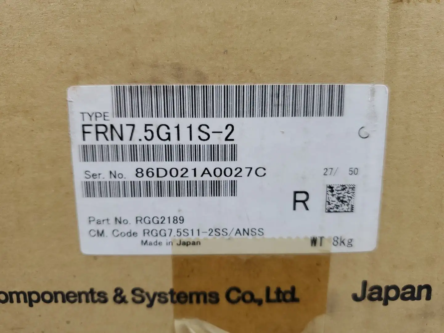 USED Fuji FRN7.5G11S-2 Inverter Drive, 7.5KW 220V