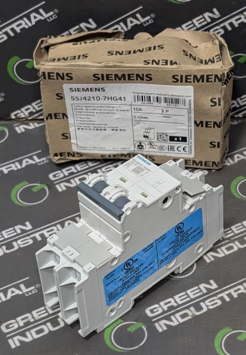 Siemens 5SJ4210-7HG41 Miniature Circuit Breaker 10A 240VAC 2 Pole New NIB